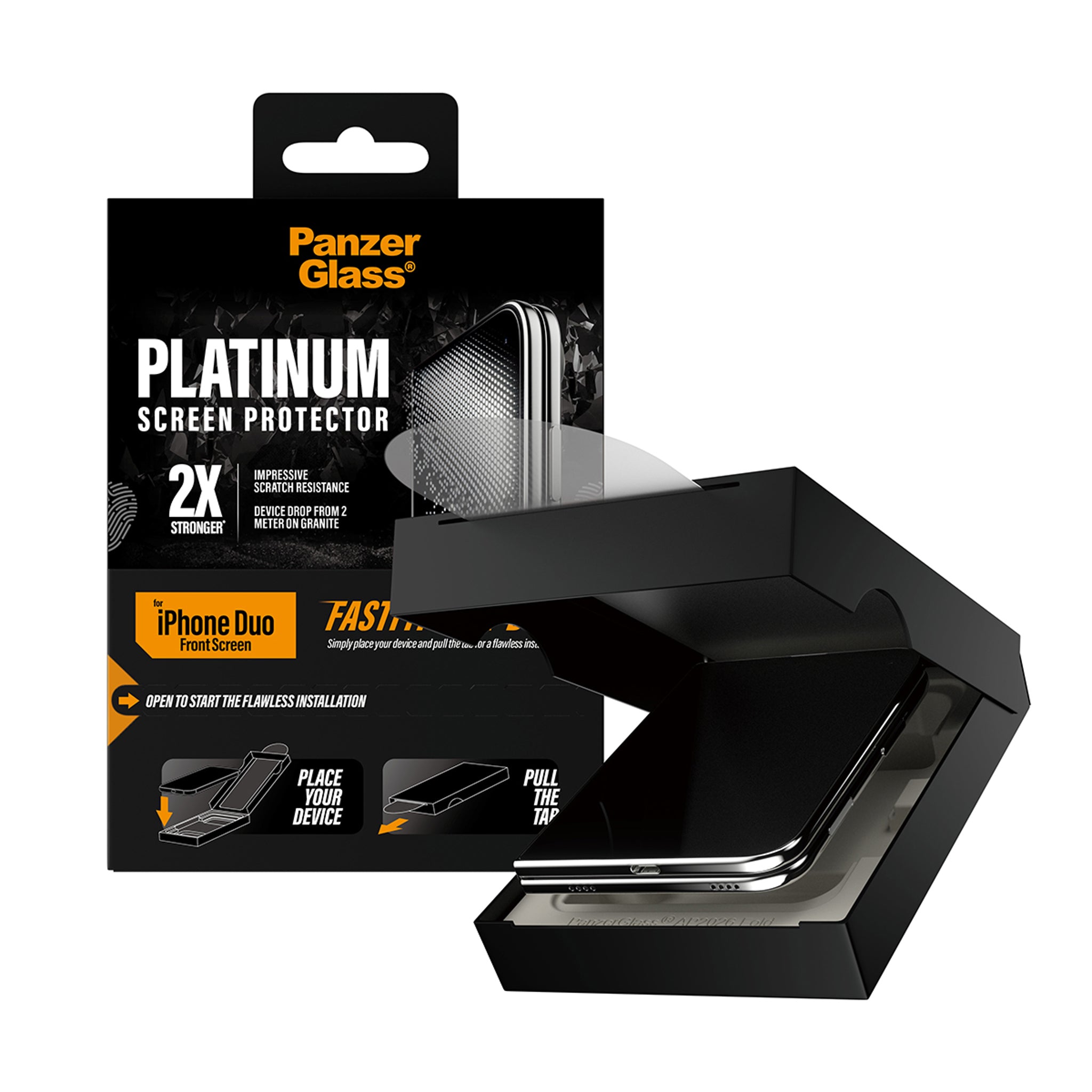 PanzerGlass® Platinum Sub Screen Protector iPhone Duo | FRAME FIT w. FASTFIT IN-A-BOX